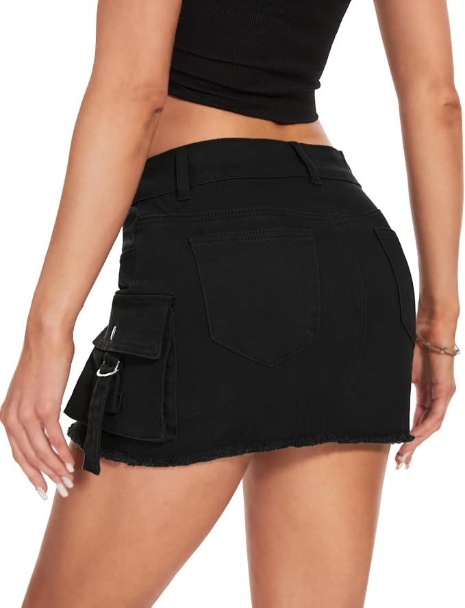J.Corrine Low Waist Denim Cargo Skirt