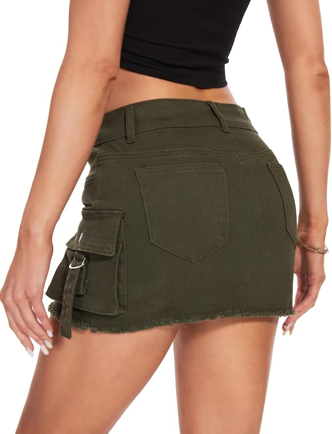 J.Corrine Low Waist Denim Cargo Skirt