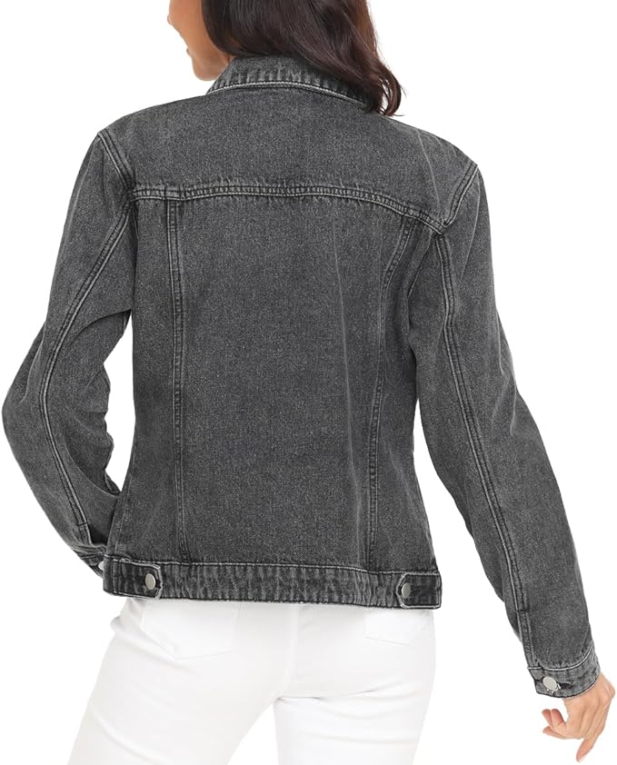 J.Corrine Vintage Stitched Denim Jacket Coats With Pockets