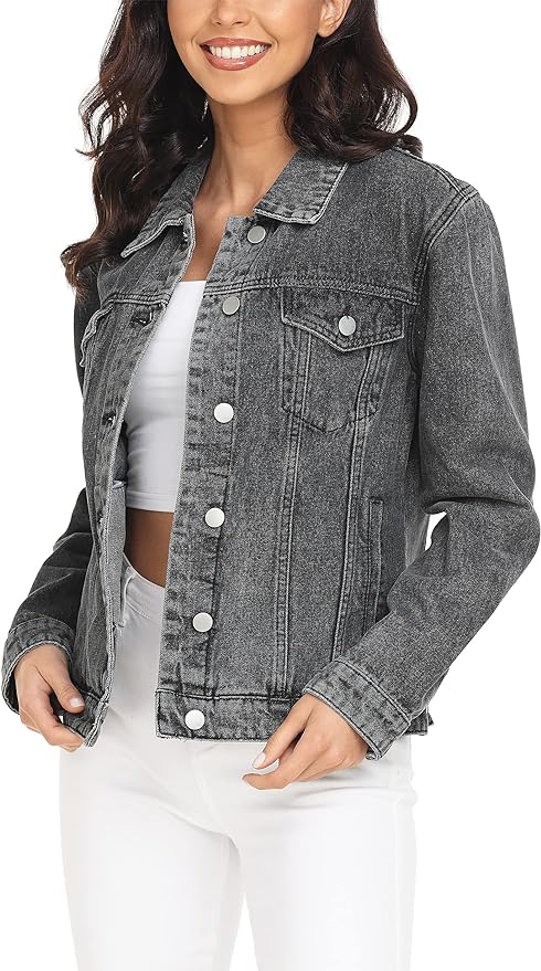 J.Corrine Vintage Stitched Denim Jacket Coats With Pockets