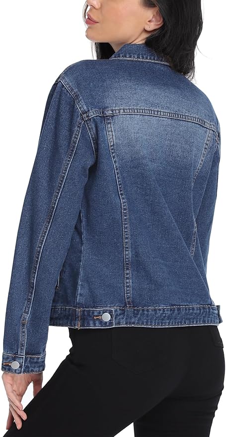 J.Corrine Vintage Stitched Denim Jacket Coats With Pockets