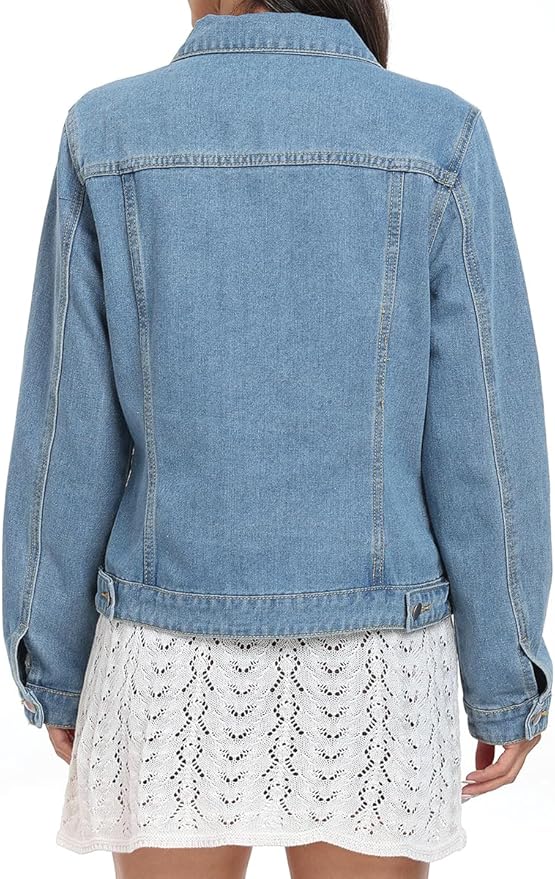 J.Corrine Vintage Stitched Denim Jacket Coats With Pockets