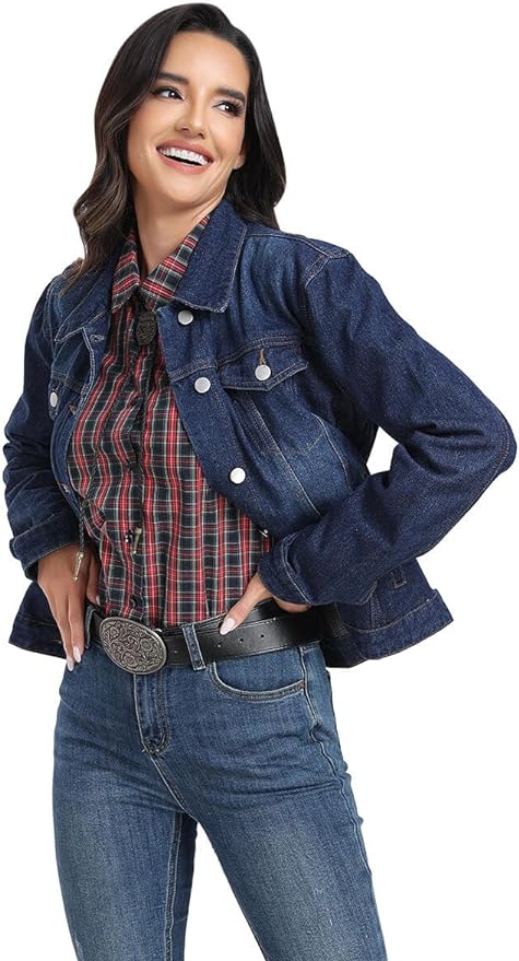 J.Corrine Vintage Stitched Denim Jacket Coats With Pockets