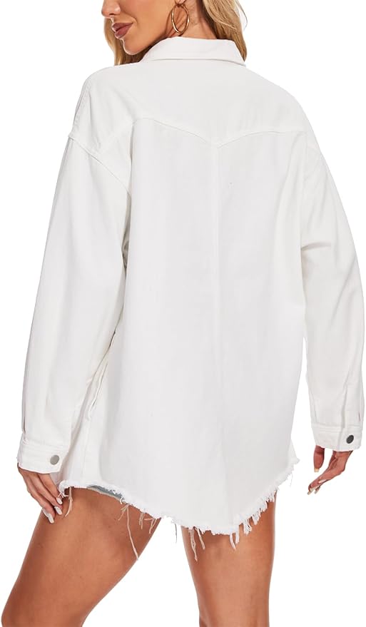 J.Corrine Oversized Frayed Hem Shacket