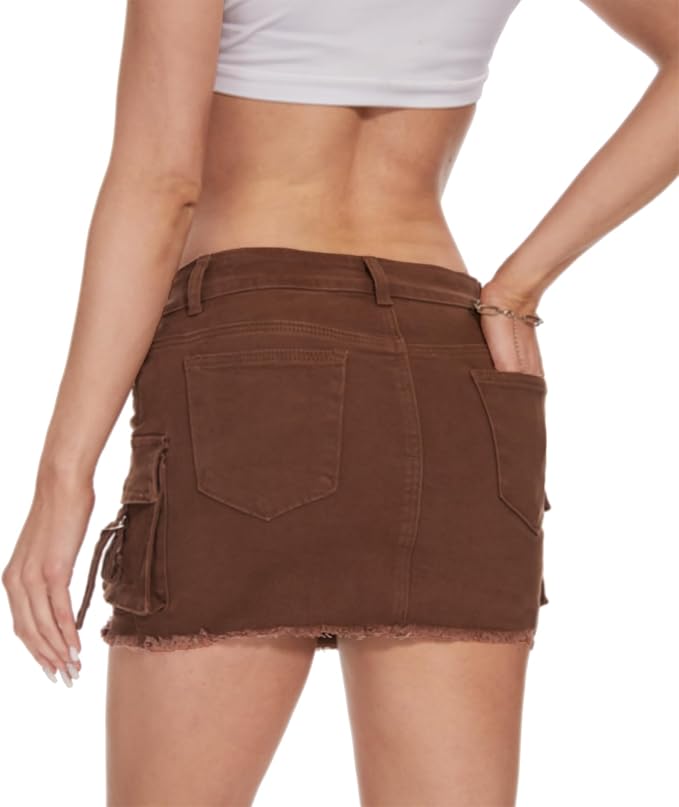 J.Corrine Low Waist Denim Cargo Skirt