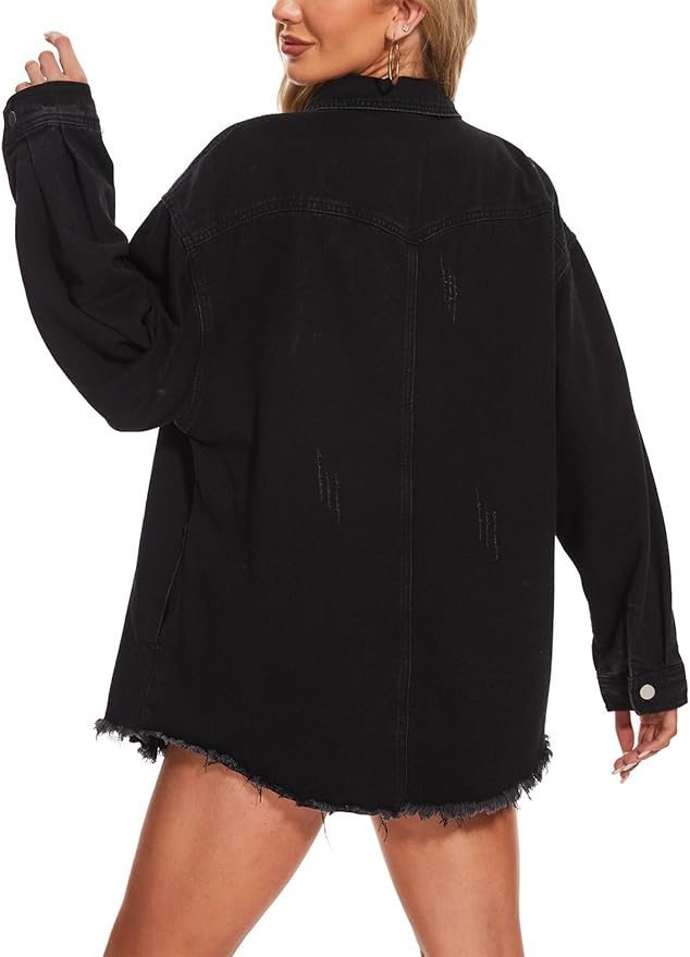J.Corrine Oversized Frayed Hem Shacket