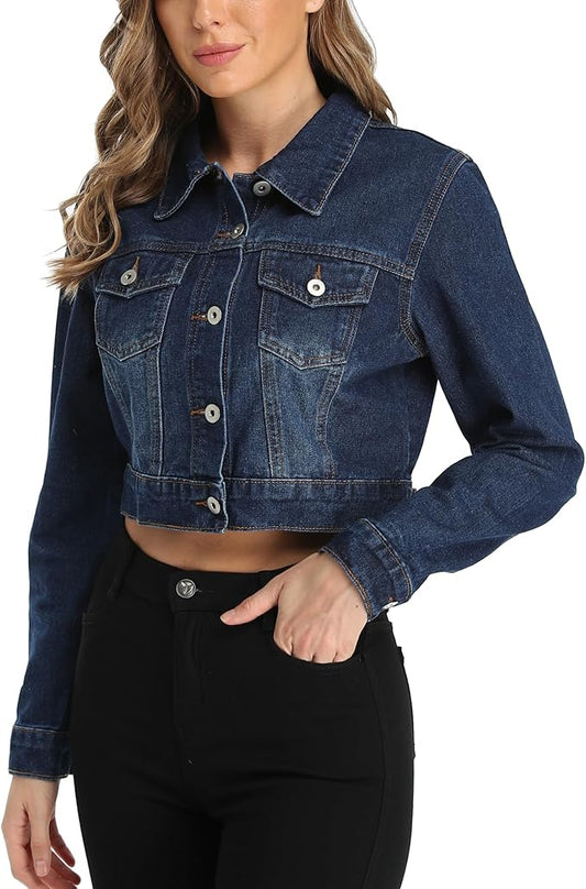 J.Corrine Cropped Denim Jacket with Pockets