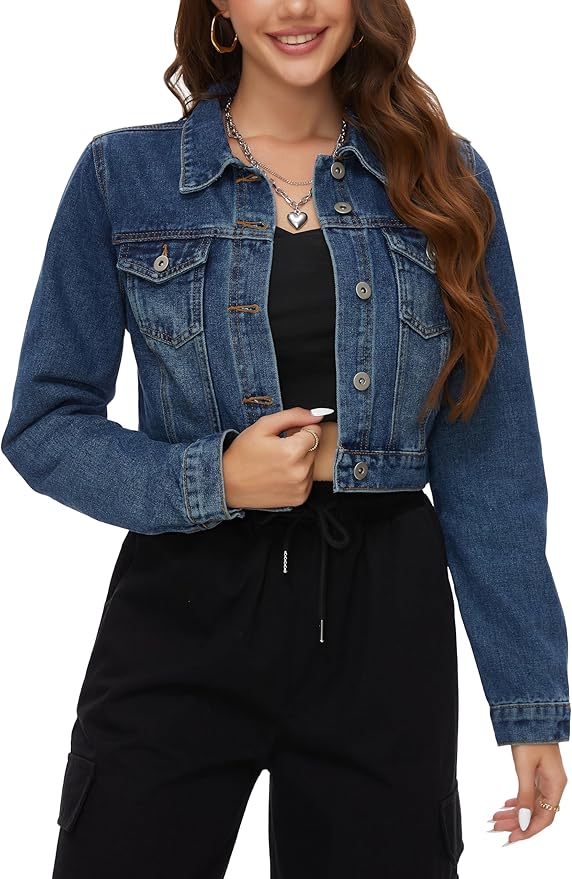 J.Corrine Cropped Denim Jacket with Pockets