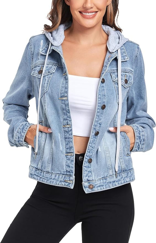 J.Corrine Detachable Hooded Denim Jacket