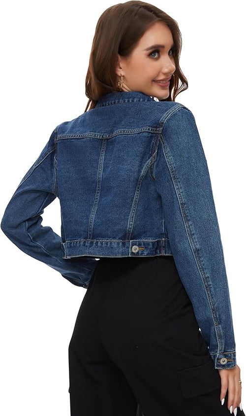 J.Corrine Cropped Denim Jacket with Pockets
