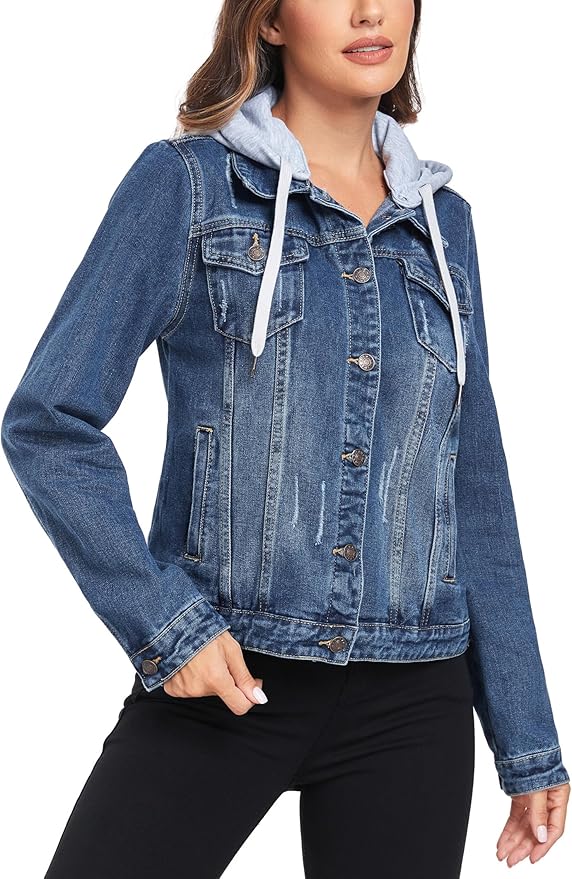 J.Corrine Detachable Hooded Denim Jacket