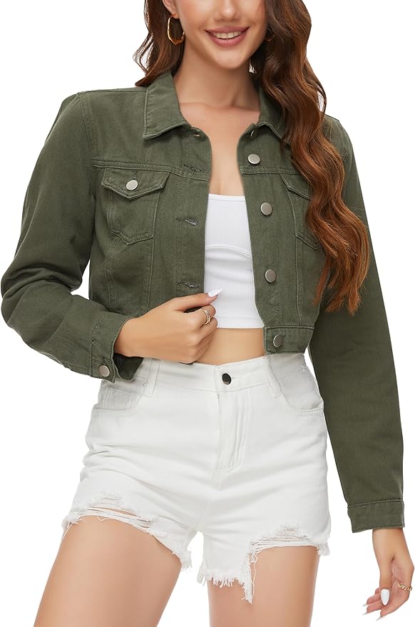 J.Corrine Cropped Denim Jacket with Pockets